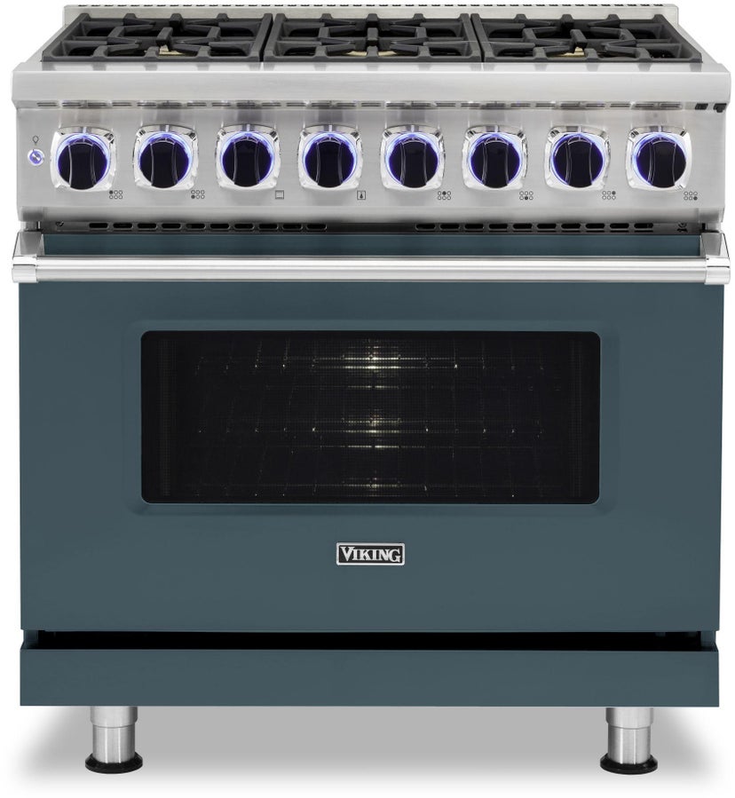 Viking VDR73626BSQ 36 Inch Freestanding Dual Fuel Range with Sealed B...