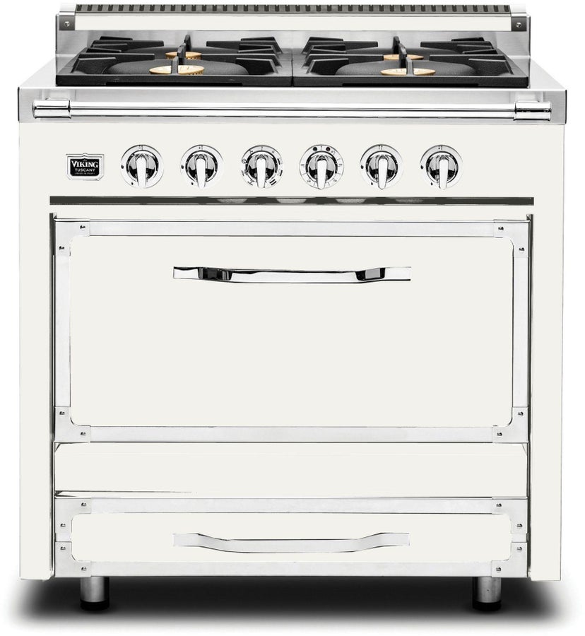 Viking TVDR3614BPW 36 Inch Freestanding Gas Range with 4 Sealed Burne...