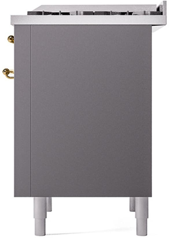 Ilve UN36FQNMPMGGLP Graphite Matte With Brass Knobs, Liquid Propane