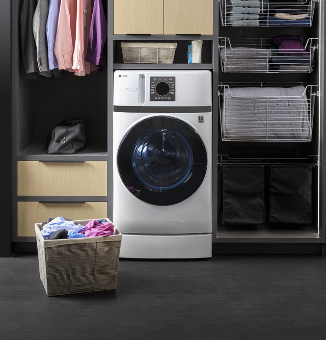 GE PFQ83HSSWWW GE Profile 4.6 Cu. Ft. Frontload All-In-One Washer...