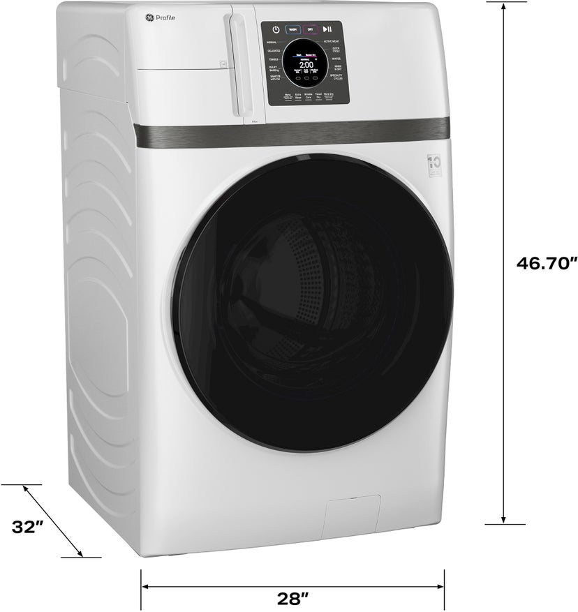 GE PFQ83HSSWWW GE Profile 4.6 Cu. Ft. Frontload All-In-One Washer...