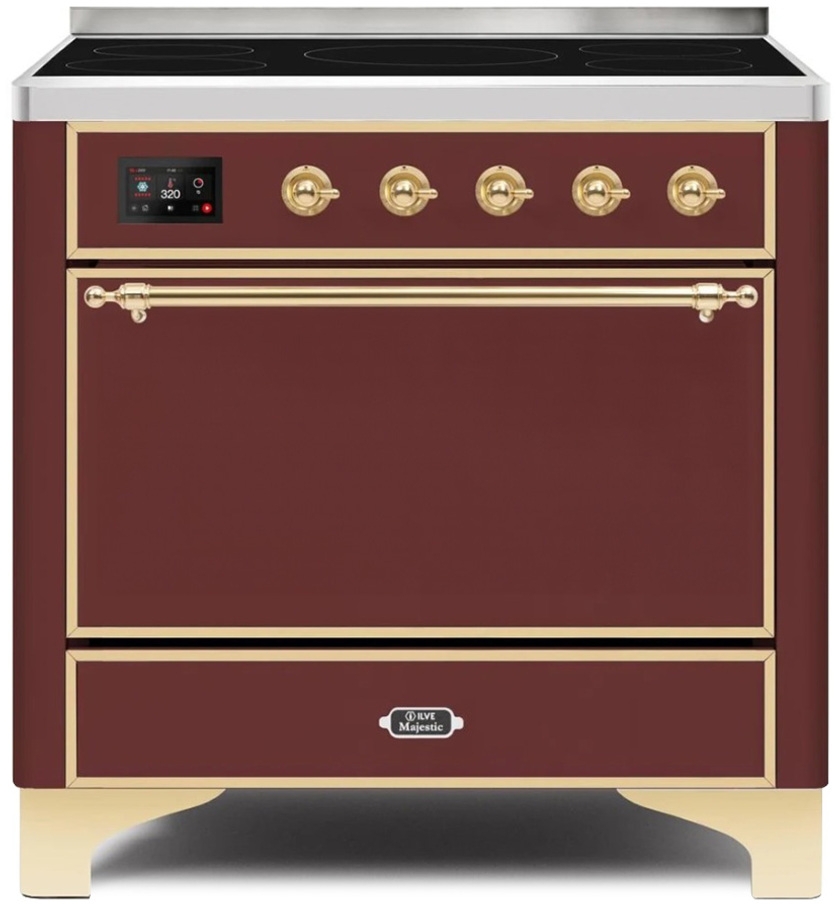 Ilve UMI09QNS3BUG Burgundy W/ Brass Trim