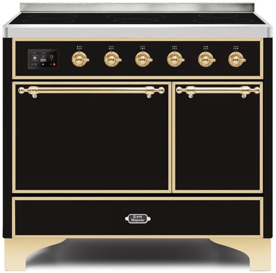 Ilve UMDI10QNS3BKG Glossy Black W/ Brass Trim