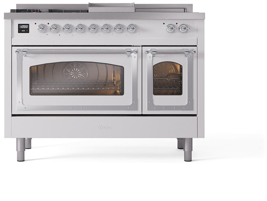 Ilve UN48FSNMPWHC White With Chrome Knobs, Natural Gas