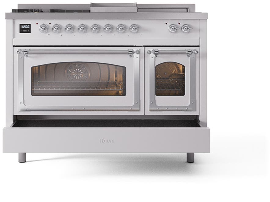 Ilve UN48FSNMPWHC White With Chrome Knobs, Natural Gas