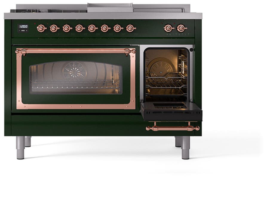 Ilve UN48FSNMPEGP Emerald Green With Copper Knobs, Natural Gas
