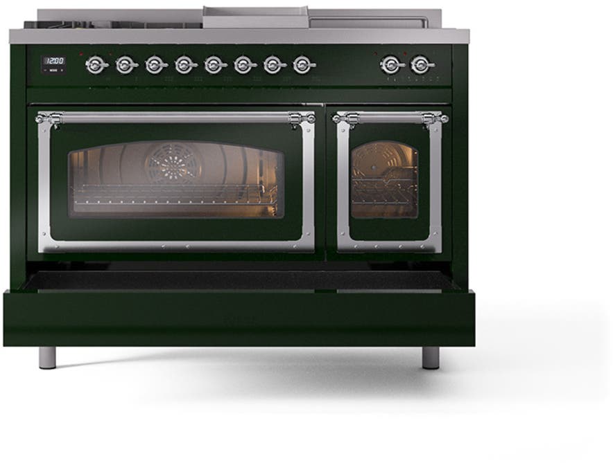 Ilve UN48FSNMPEGCLP Emerald Green With Chrome Knobs, Liquid Propane