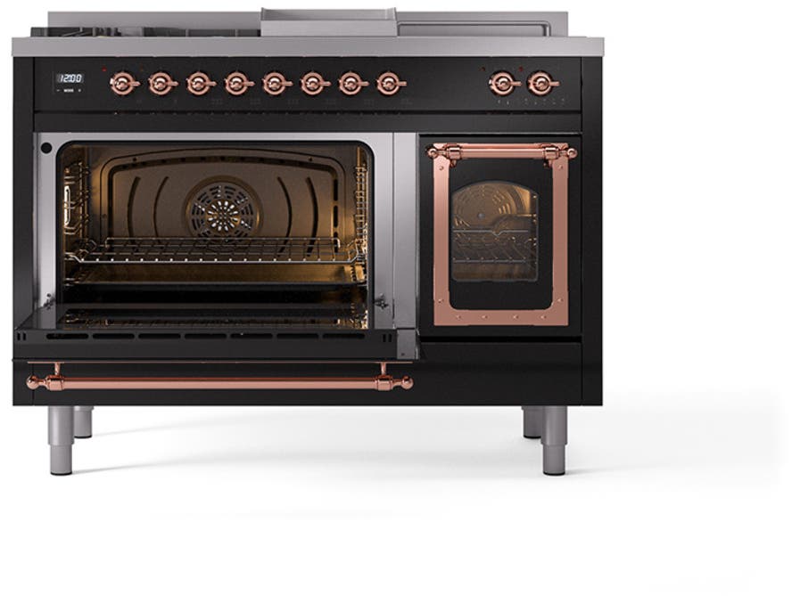 Ilve UN48FSNMPBKP Glossy Black With Copper Knobs, Natural Gas