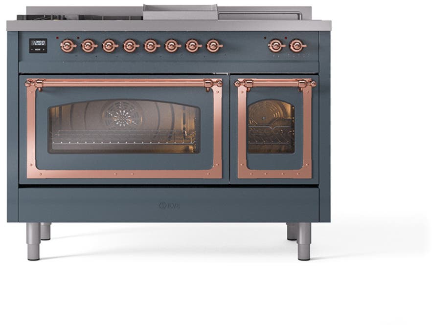 Ilve UN48FSNMPBGP Blue Grey With Copper Knobs, Natural Gas