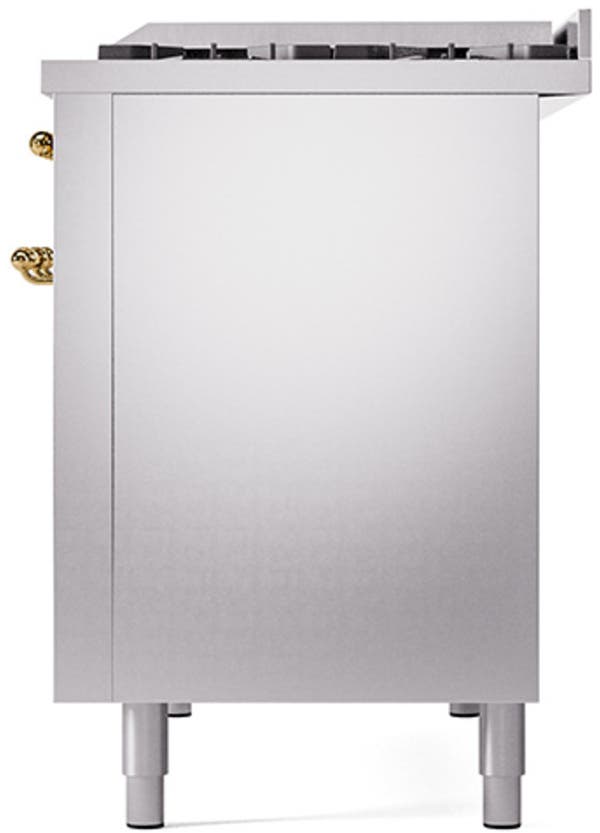 Ilve UN48FQNMPSSGLP Stainless Steel With Brass Knobs, Liquid Propane