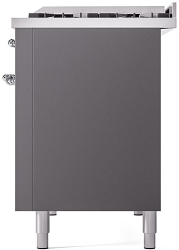 Ilve UN48FQNMPMGC Graphite Matte With Chrome Knobs, Natural Gas