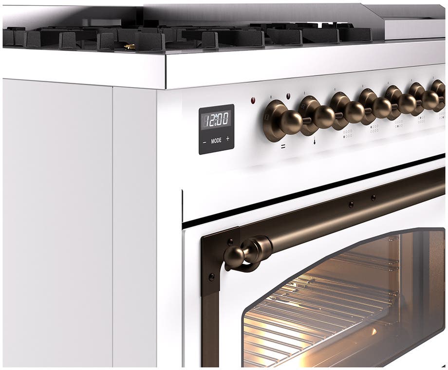 Ilve UN48FNMPWHB White With Bronze Knobs, Natural Gas