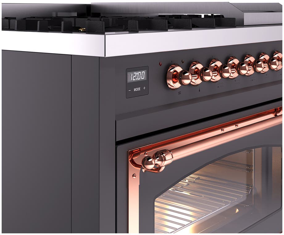 Ilve UN48FNMPMGP Graphite Matte With Copper Knobs, Natural Gas
