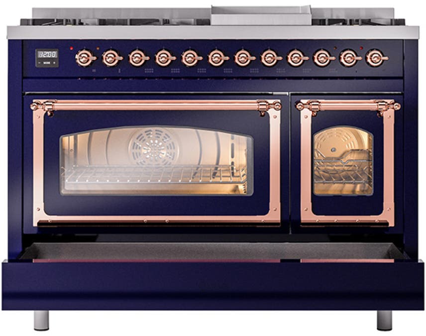 Ilve UN48FNMPMBPLP Midnight Blue With Copper Knobs, Liquid Propane