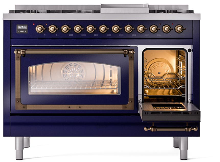 Ilve UN48FNMPMBB Midnight Blue With Bronze Knobs, Natural Gas