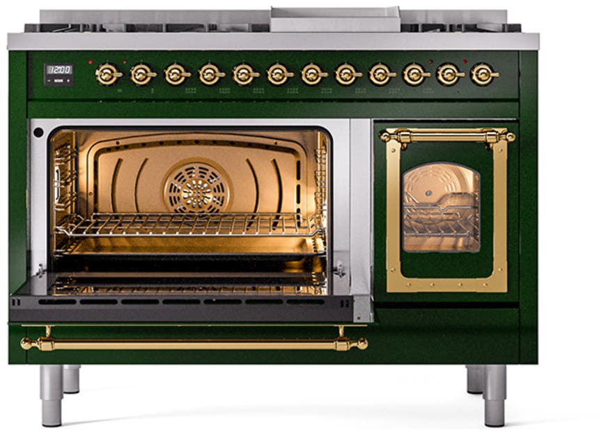 Ilve UN48FNMPEGGLP Emerald Green With Brass Knobs, Liquid Propane