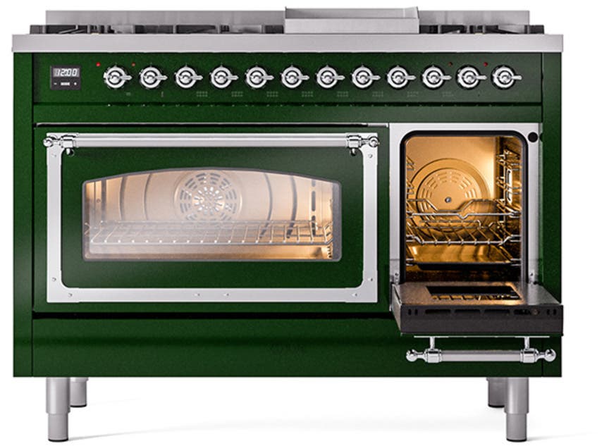 Ilve UN48FNMPEGCLP Emerald Green With Chrome Knobs, Liquid Propane