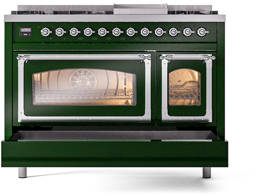 Ilve UN48FNMPEGC Emerald Green With Chrome Knobs, Natural Gas