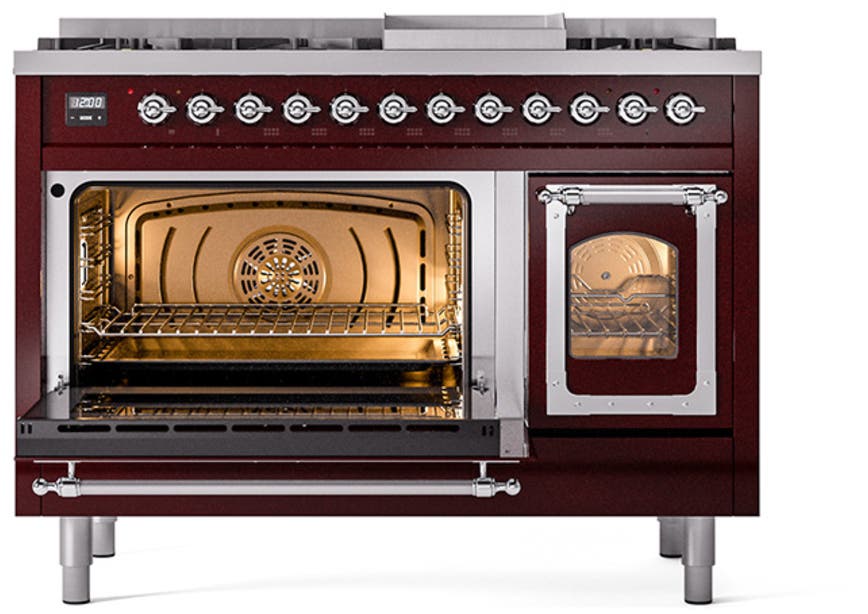 Ilve UN48FNMPBUCLP Burgundy With Chrome Knobs, Liquid Propane