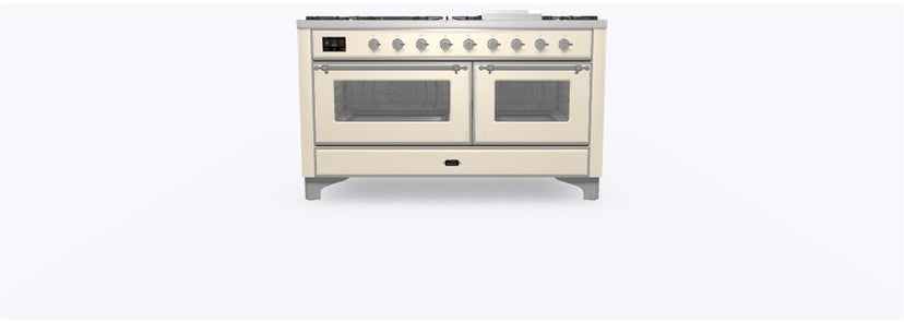 Ilve UM15FDNS3AWCLP 60" Dual Fuel Range w/ 9 Sealed Burners, Double Ov...