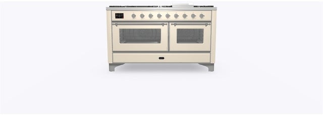 Ilve UM15FDNS3AWC 60" Dual Fuel Range w/ 9 Sealed Burners, Double Ov...