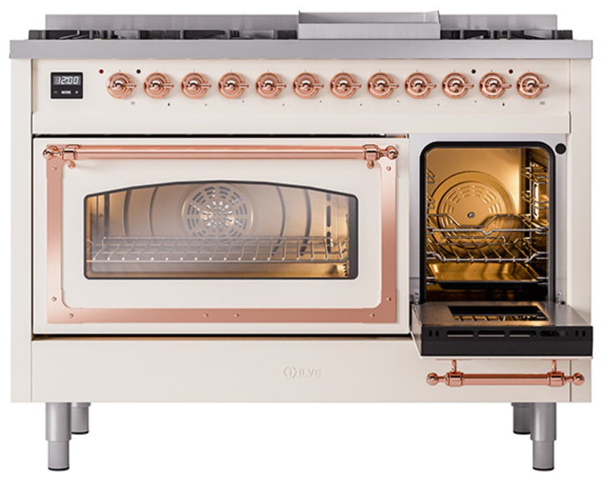 Ilve UN48FNMPAWP Antique White With Copper Knobs, Natural Gas