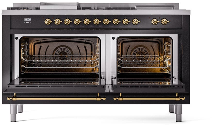 Ilve UP60FSQNMPBKG Glossy Black With Brass Trim
