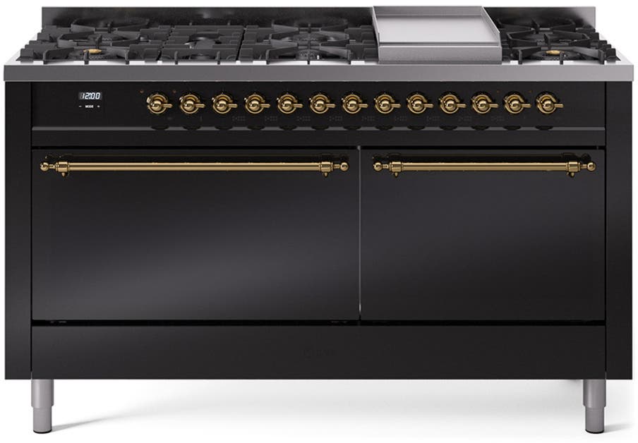 Ilve UP60FQNMPBKGLP Glossy Black With Brass Trim, Lp