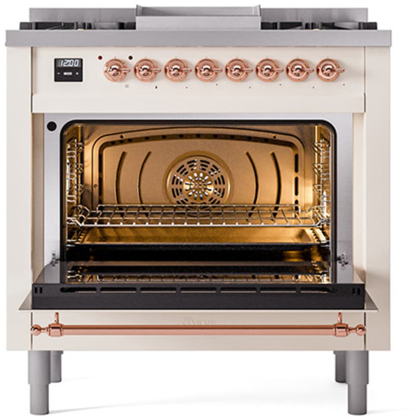Ilve UP36FQNMPAWPLP Antique White With Copper Trim, Lp