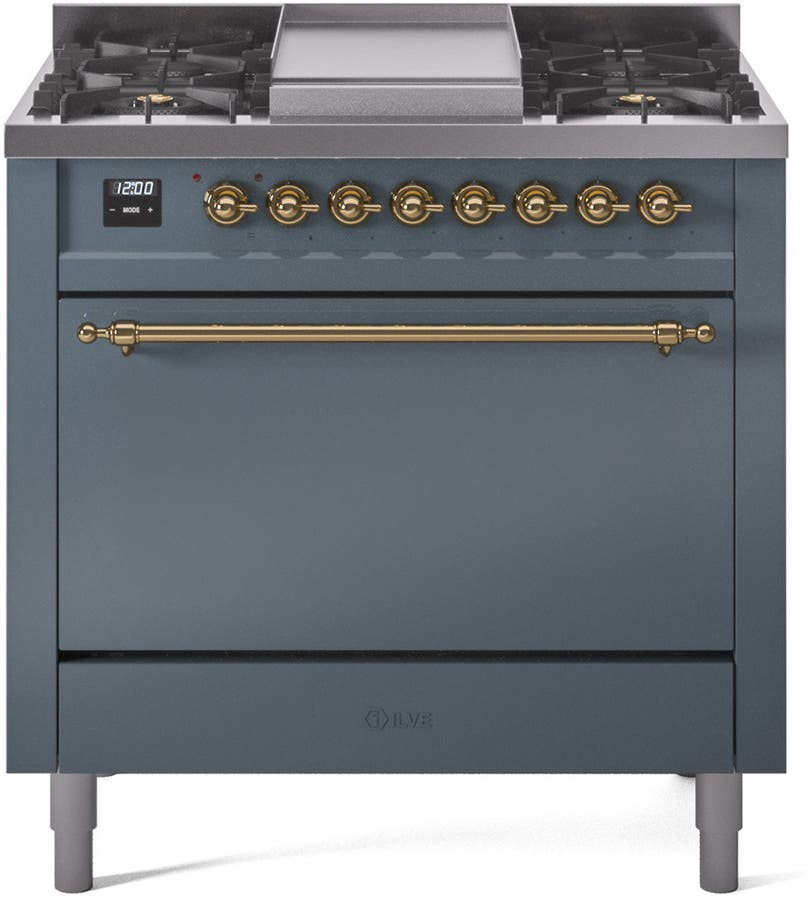 Ilve UP36FQNMPBGGLP Blue Grey With Brass Trim, Lp