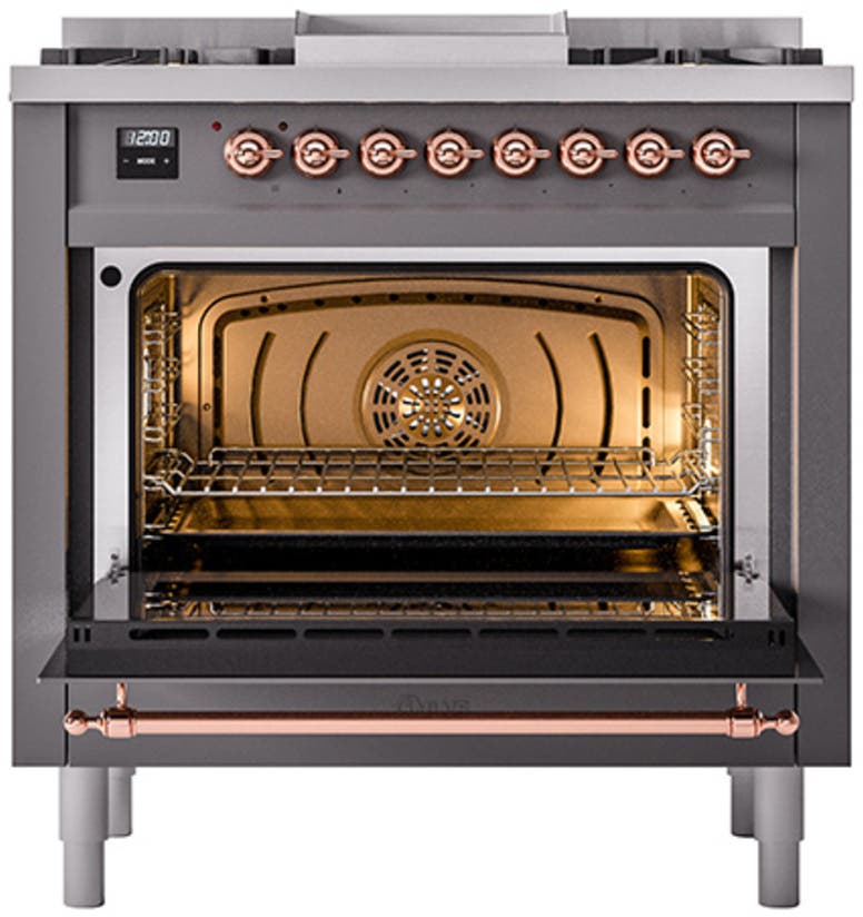 Ilve UP36FQNMPMGP Graphite Matte With Copper Trim