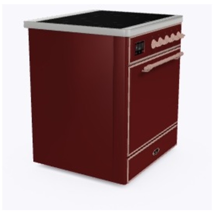 Ilve UMI30QNE3BUP Burgundy W/ Copper Trim