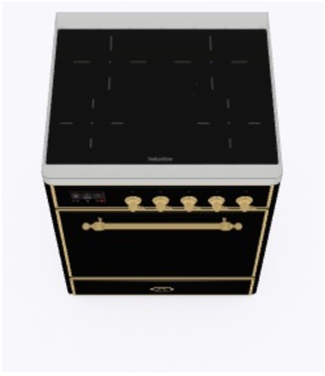 Ilve UMI30QNE3BKG Glossy Black W/ Brass Trim