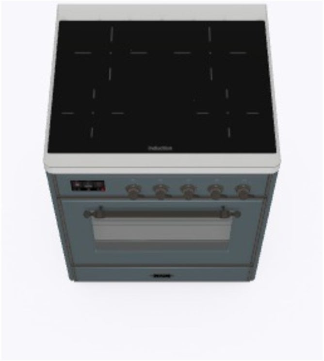 Ilve UMI30NE3BGB 30" Freestanding Electric Induction Range w/ 4 Ele...