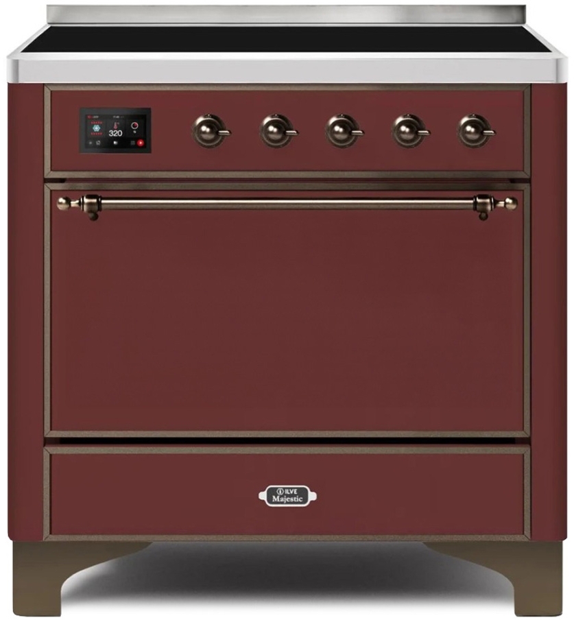 Ilve UMI09QNS3BUB Burgundy W/ Bronze Trim