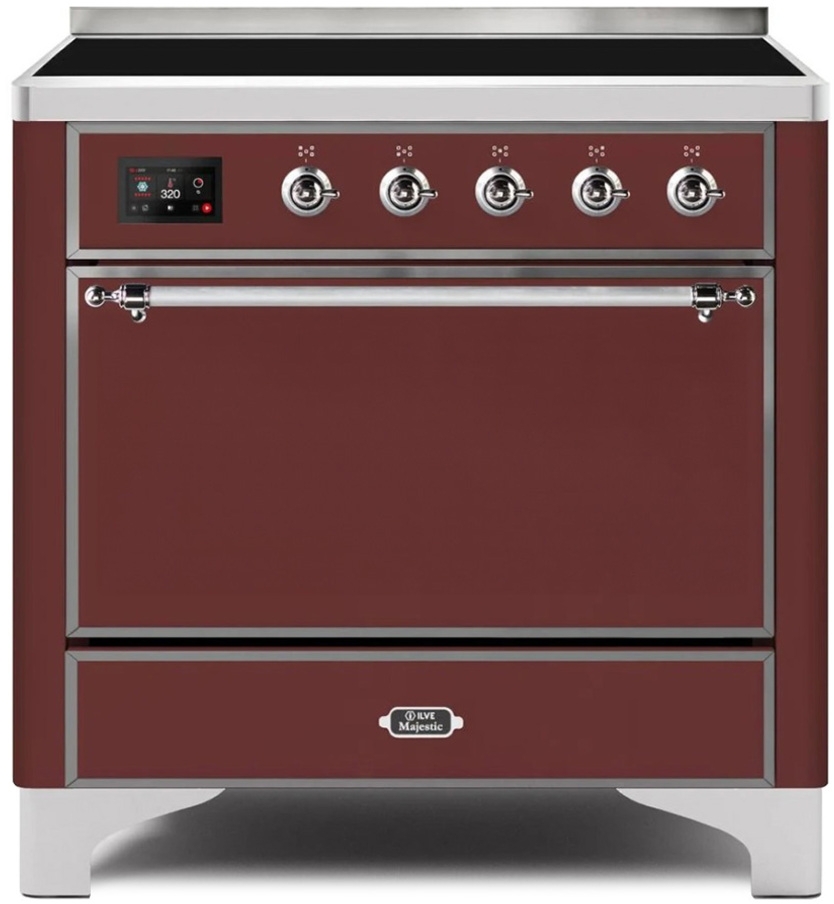 Ilve UMI09QNS3BUC Burgundy W/ Chrome Trim