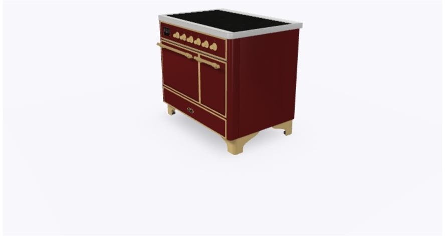 Ilve UMDI10QNS3BUG Burgundy W/ Brass Trim