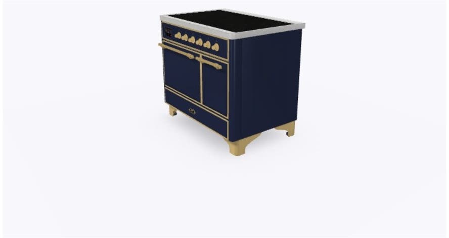 Ilve UMDI10QNS3MBG Midnight Blue W/ Brass Trim