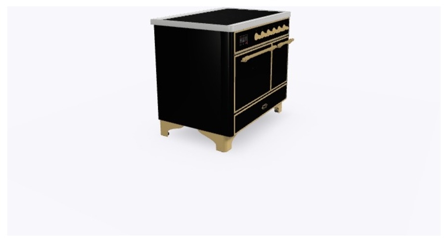 Ilve UMDI10QNS3BKG Glossy Black W/ Brass Trim