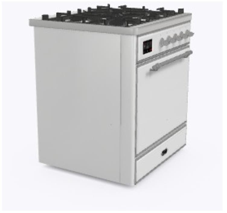 Ilve UM30DQNE3WHC Natural Gas In White W/ Chrome Trim