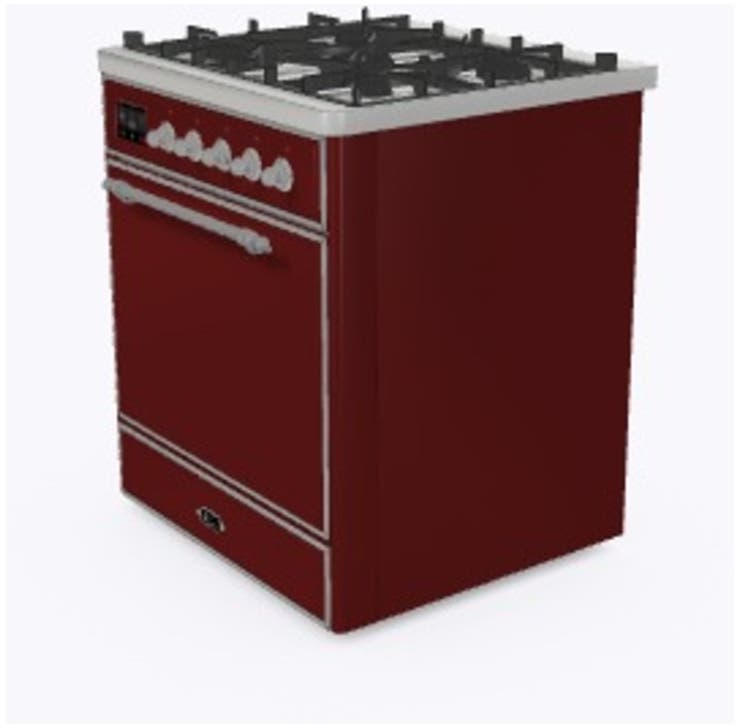 Ilve UM30DQNE3BUC Natural Gas In Burgundy W/ Chrome Trim