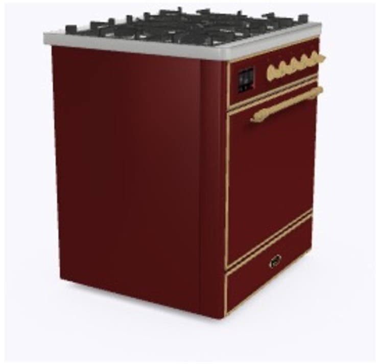Ilve UM30DQNE3BUGLP Liquid Propane In Burgundy W/ Brass Trim