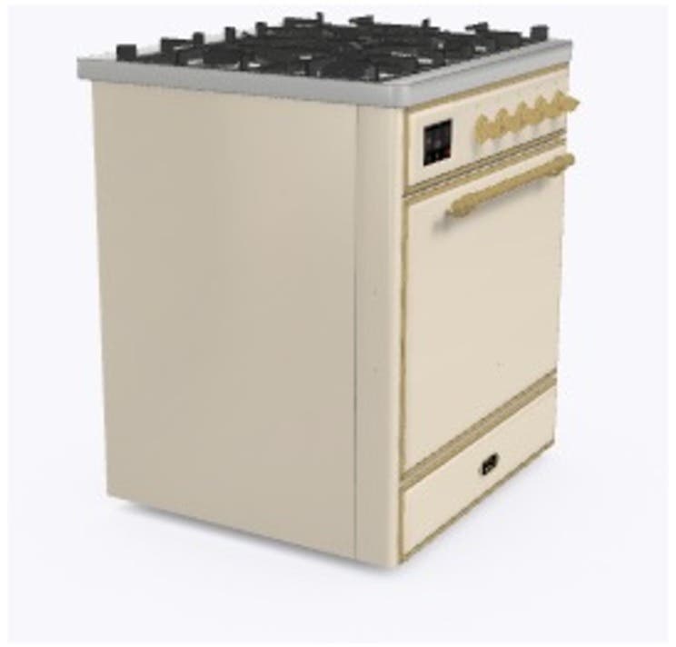 Ilve UM30DQNE3AWGLP Liquid Propane In Antique White W/ Brass Trim