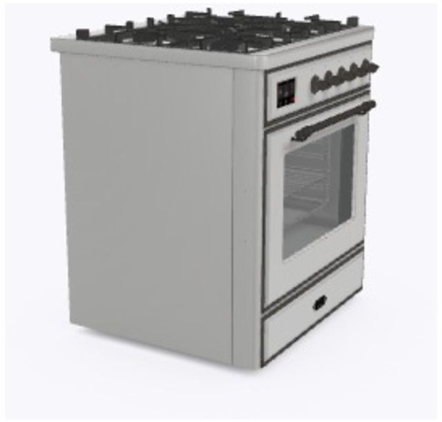 Ilve UM30DNE3SSBLP 30" Dual Fuel Freestanding Range w/ 5 Sealed Burne...