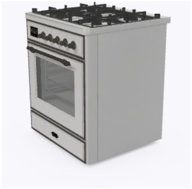 Ilve UM30DNE3SSBLP 30" Dual Fuel Freestanding Range w/ 5 Sealed Burne...