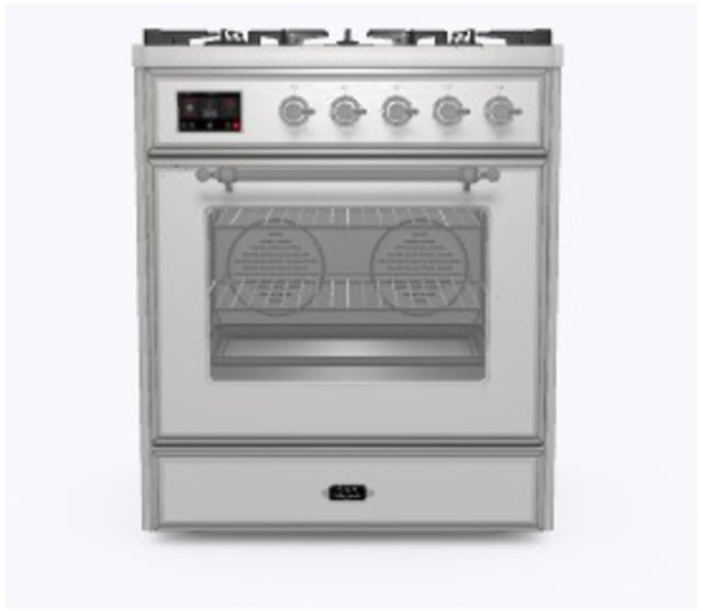 Ilve UM30DNE3SSCLP 30" Dual Fuel Freestanding Range w/ 5 Sealed Burne...