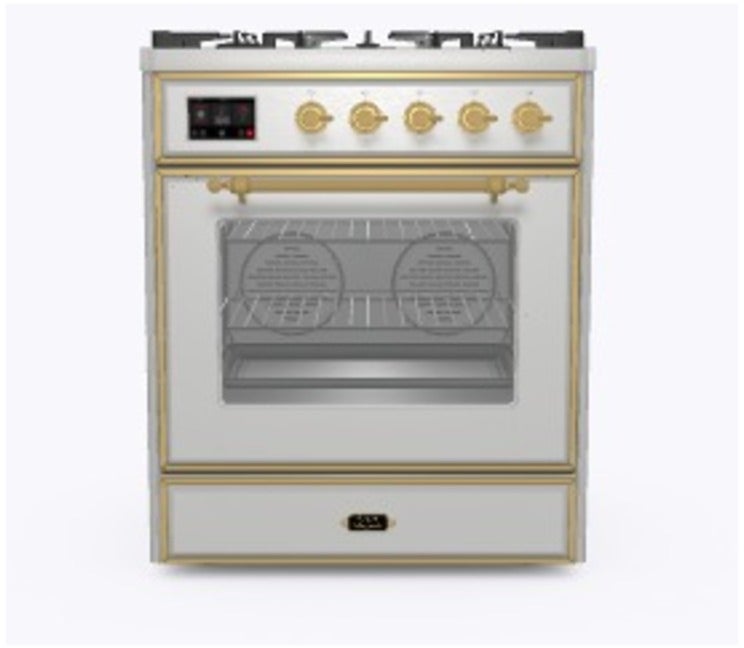 Ilve UM30DNE3SSGLP 30" Dual Fuel Freestanding Range w/ 5 Sealed Burne...