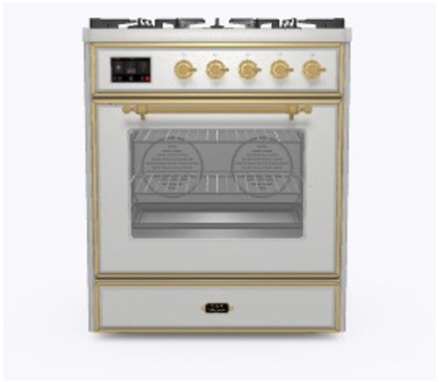 Ilve UM30DNE3SSG 30" Dual Fuel Freestanding Range w/ 5 Sealed Burne...