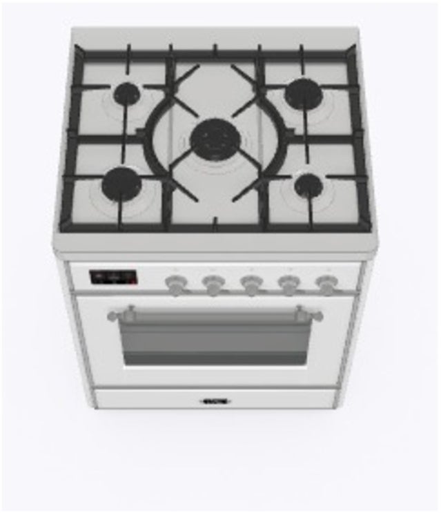 Ilve UM30DNE3WHCLP 30" Dual Fuel Freestanding Range w/ 5 Sealed Burne...