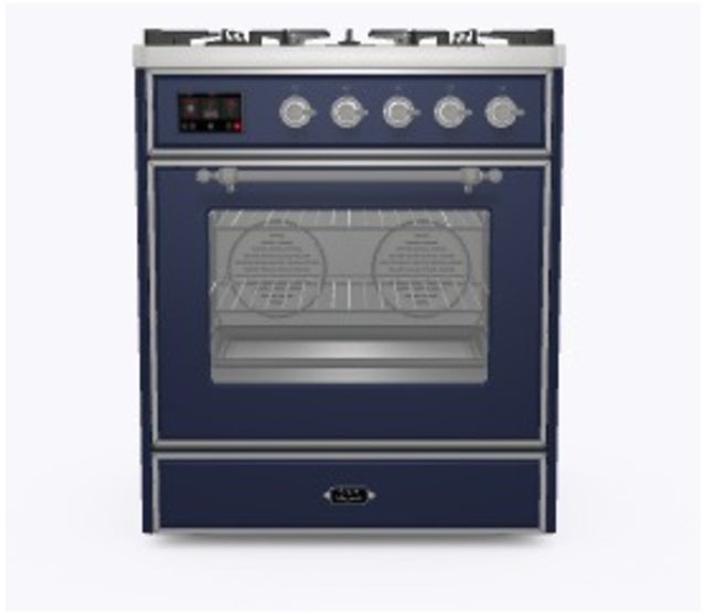 Ilve UM30DNE3MBCLP 30" Dual Fuel Freestanding Range w/ 5 Sealed Burne...